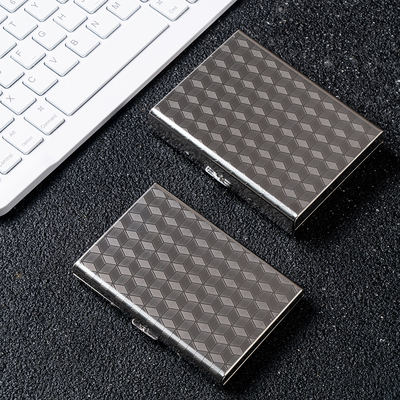 新款菱格不锈钢卡包男防磁防盗刷