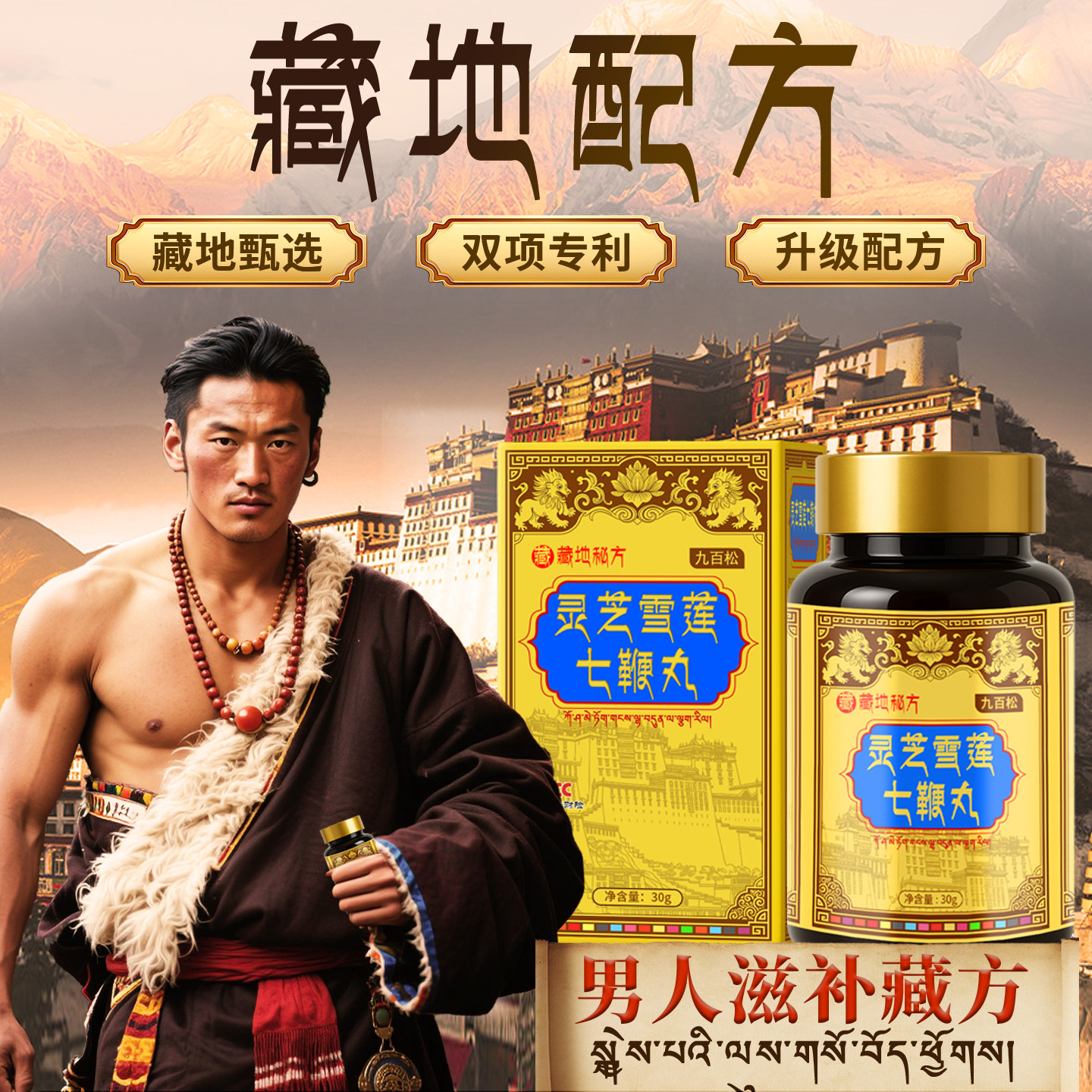 【藏宝专利配方】双重专利灵芝雪莲七鞭丸 中老年调理滋补品