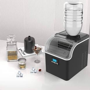 不锈钢24H25kg台面透明方冰咀嚼冰小型家用制冰机手动可外置水桶