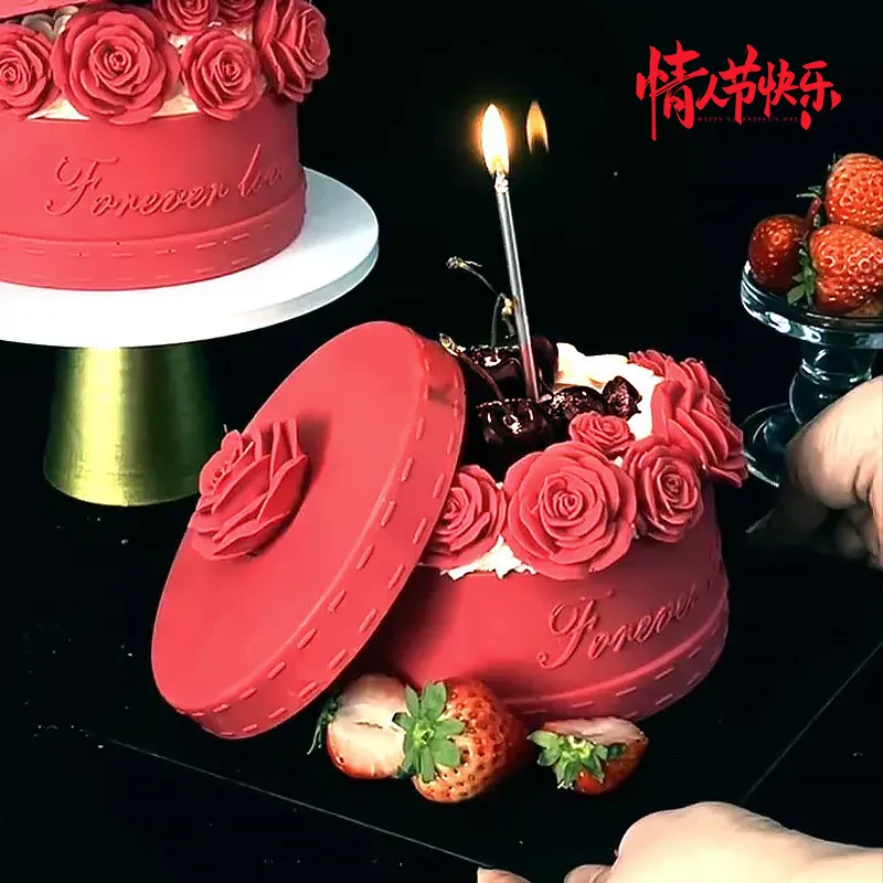 情人节蛋糕装饰玫瑰礼盒巧克力成品烘焙摆件告白送礼物某音同款