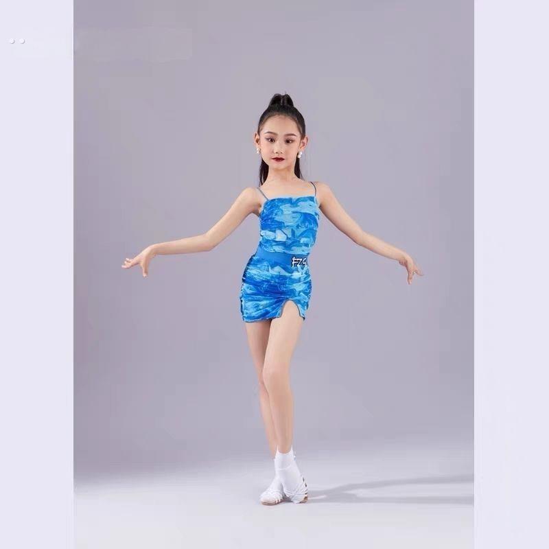 fzs拉丁舞蹈服新款清凉糖果色吊带分体FZS显瘦夏季儿童气质练功服