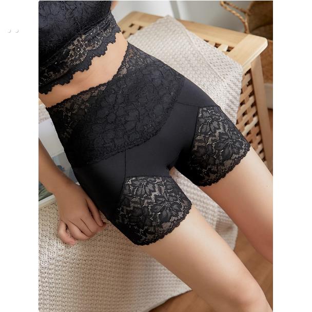 夏天打底安全裤高腰防走光女蕾丝收腹保险裤纯棉不卷边薄款短裤