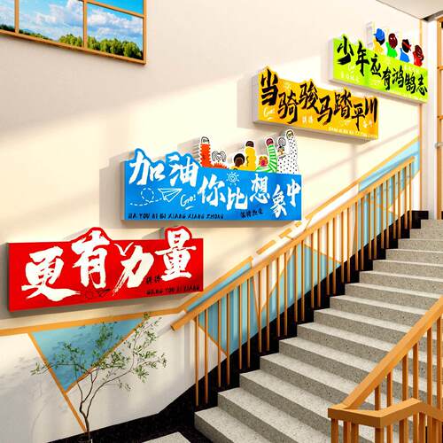 班级布置教室装饰文化墙少年鸿鹄励志标语托管培训机构高中黑板报