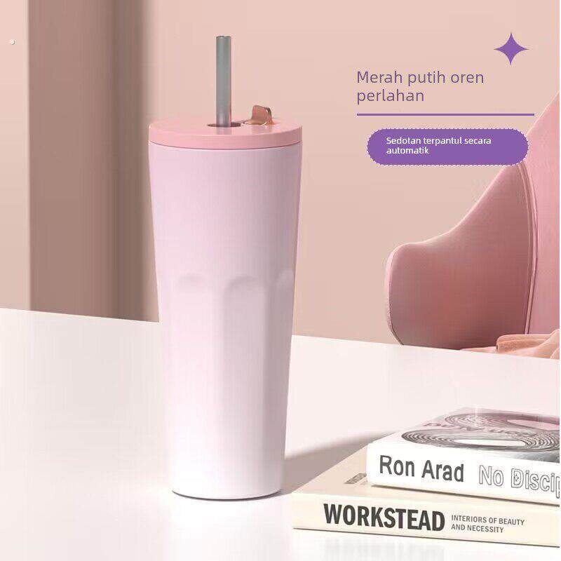 心动的信号同款水杯保温杯带吸管水杯高颜值新款304不锈钢咖啡杯