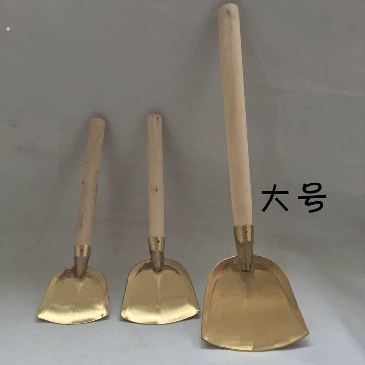 菜铲子 铜喔几铲头黄铜锅铲/纯手工铸造生黄铜餐具/老式铜锅铲/