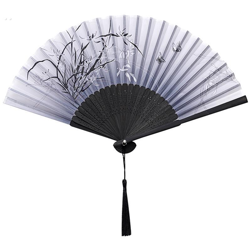 滦达旦戏曲古典舞表演t中国风桃花走纸扇子花古风儿童黑色京剧折