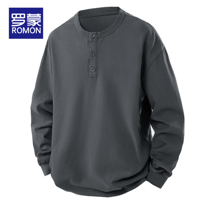 罗蒙男士秋季长袖T恤2025新款