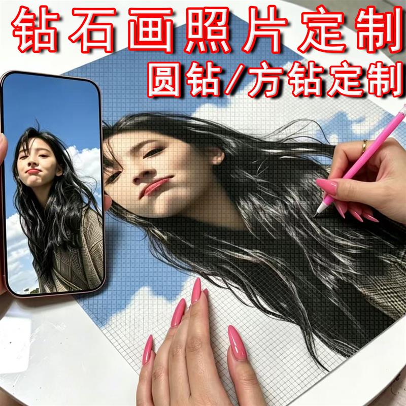 钻石画满钻5d真人照片定制手工diy2026新爆款点水钻十字绣砖石画