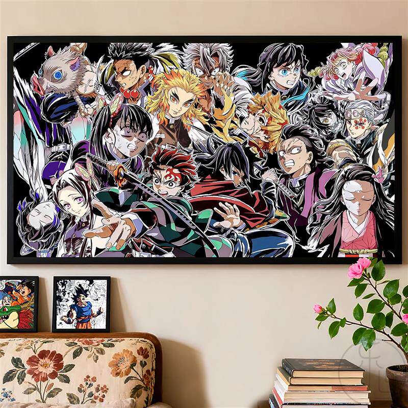 鬼灭之刃全家福钻石画2025新款手工diy卡通高颜值满钻粘贴装饰画