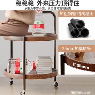 阳台小圆桌子 可移动茶几客厅家用沙发边几床头置物架小推车新款