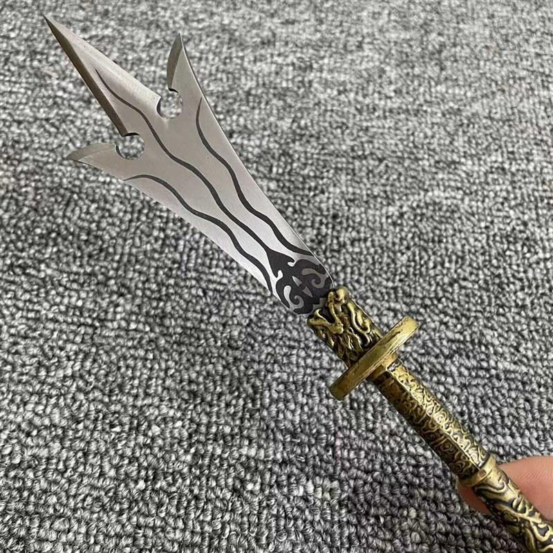 古代兵器模型三尖两刃刀白鸟朝凤枪豪龙胆长枪长戈迷你金属小摆件