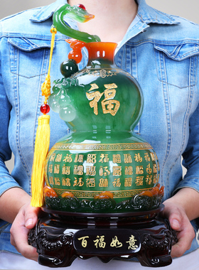 招财葫芦摆件百福如意大花瓶风水家居客厅酒柜装饰品乔迁开业礼品