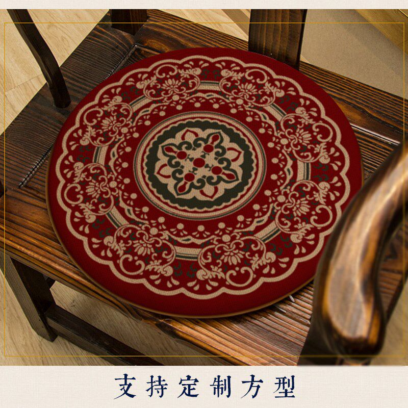 中式圆形椅垫餐椅鼓凳坐垫古筝凳子圈椅藤椅茶椅圆凳椅子印花垫子图片