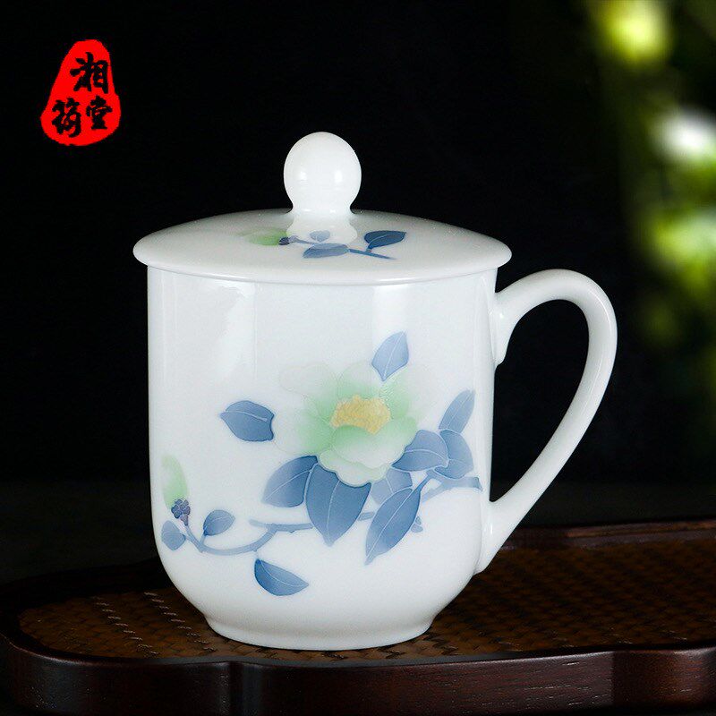 湘筠堂陶瓷茶杯套装中式礼盒水杯定制泡茶杯醴陵瓷器釉下彩办公杯