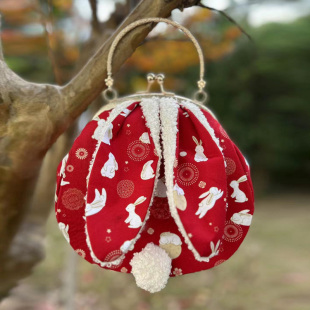 三片式 新年兔耳提手螺丝口金材料包 16.5手工布艺DIY 28非成品