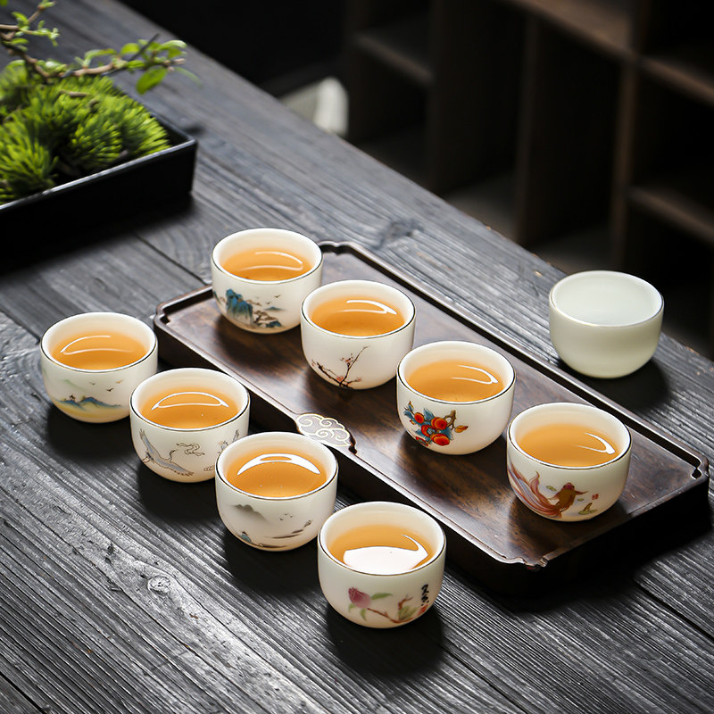羊脂玉白瓷6只装功夫小茶杯厚胎不烫手家用办公品茗杯茶盏纯色8只,餐饮具,茶杯,淘宝优惠券,粉丝福利购,淘宝优惠卷