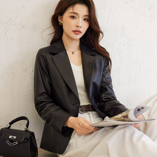 歌珞伊 8336 真皮皮衣外套女绵羊皮韩版小个子流行短款西服皮衣