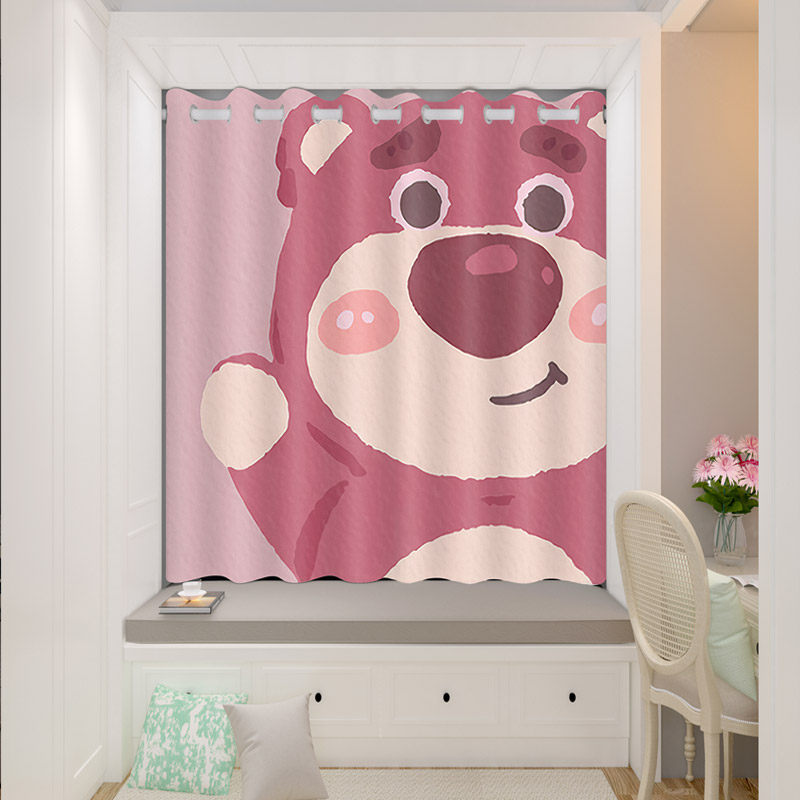 窗帘卧室全遮光儿童房男孩女孩可爱卡通图案2023新款小窗户免打孔