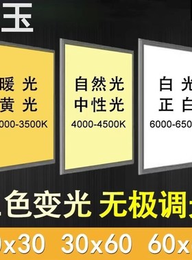 青玉平板灯600600三色变光300x600x600X1200厨卫集成吊顶平板灯