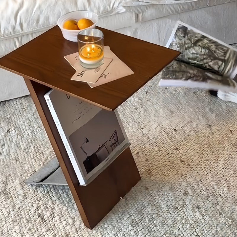 中复古法式实木客餐厅移动小边茶几阳台沙发床头书架轻奢置物桌子