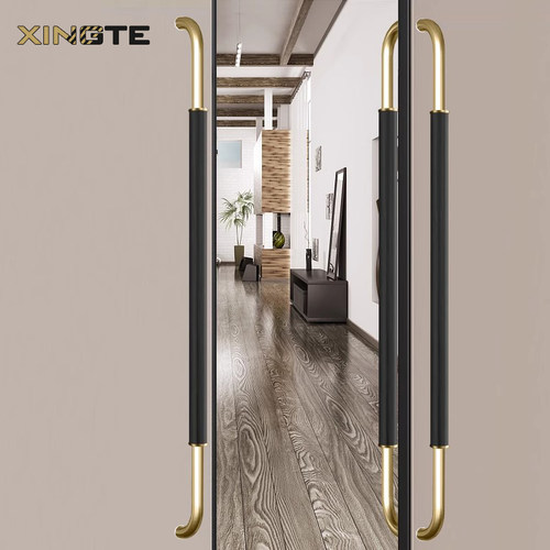 定制中式不锈钢大门把手黑色玻璃门拉手有框门大拉手金色大门把手