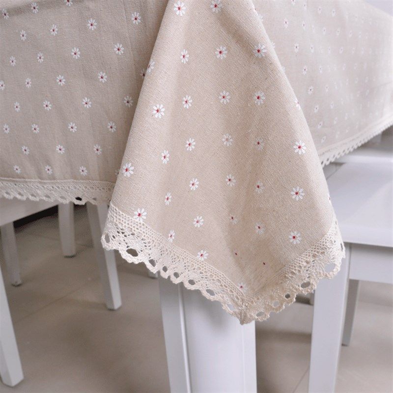 棉麻布艺 田园 茶几圆桌餐桌盖布 欧式台布盖巾雏菊麻纱蕾丝桌布,居家布艺,桌布,淘宝优惠券,粉丝福利购,淘宝优惠卷