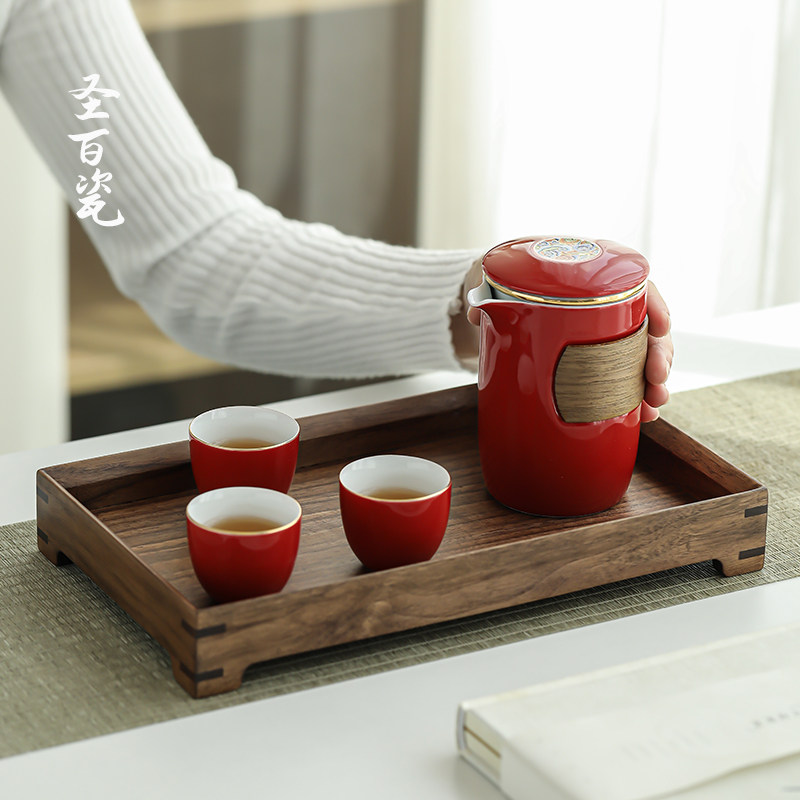 旅行茶具便携式一壶三杯快客杯茶水分离烫泡茶壶车载户外随手泡,餐饮具,旅行茶具,淘宝优惠券,粉丝福利购,淘宝优惠卷