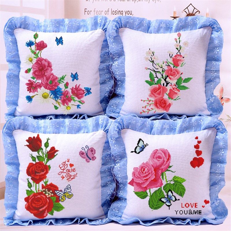 十字绣抱枕四季花草枕套沙发靠枕汽车靠垫送情侣同新花礼物,居家布艺,十字绣套件,淘宝优惠券,粉丝福利购,淘宝优惠卷