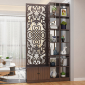 新中式 饰 屏风客厅卧室酒店室简约现代座屏玄关柜储物架装