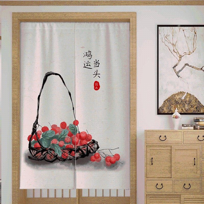 门帘卧室家用免打孔帘中式厨房布艺挂帘子油烟半帘定,居家布艺,门帘,淘宝优惠券,粉丝福利购,淘宝优惠卷