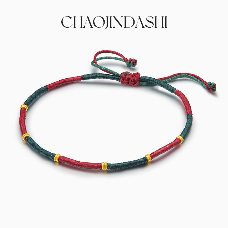 潮金大师古法盘缠足金手链