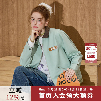coolhut美式工装风翻领夹克女