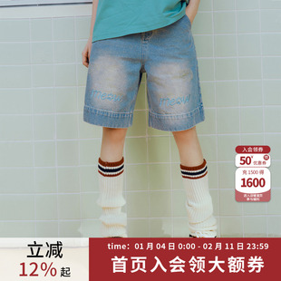 coolhut美式复古5分宽松显瘦水洗2025夏季女牛仔裤扎染做旧五分裤