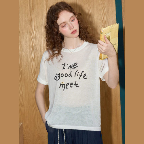 凉感针织衫短袖女夏季薄款