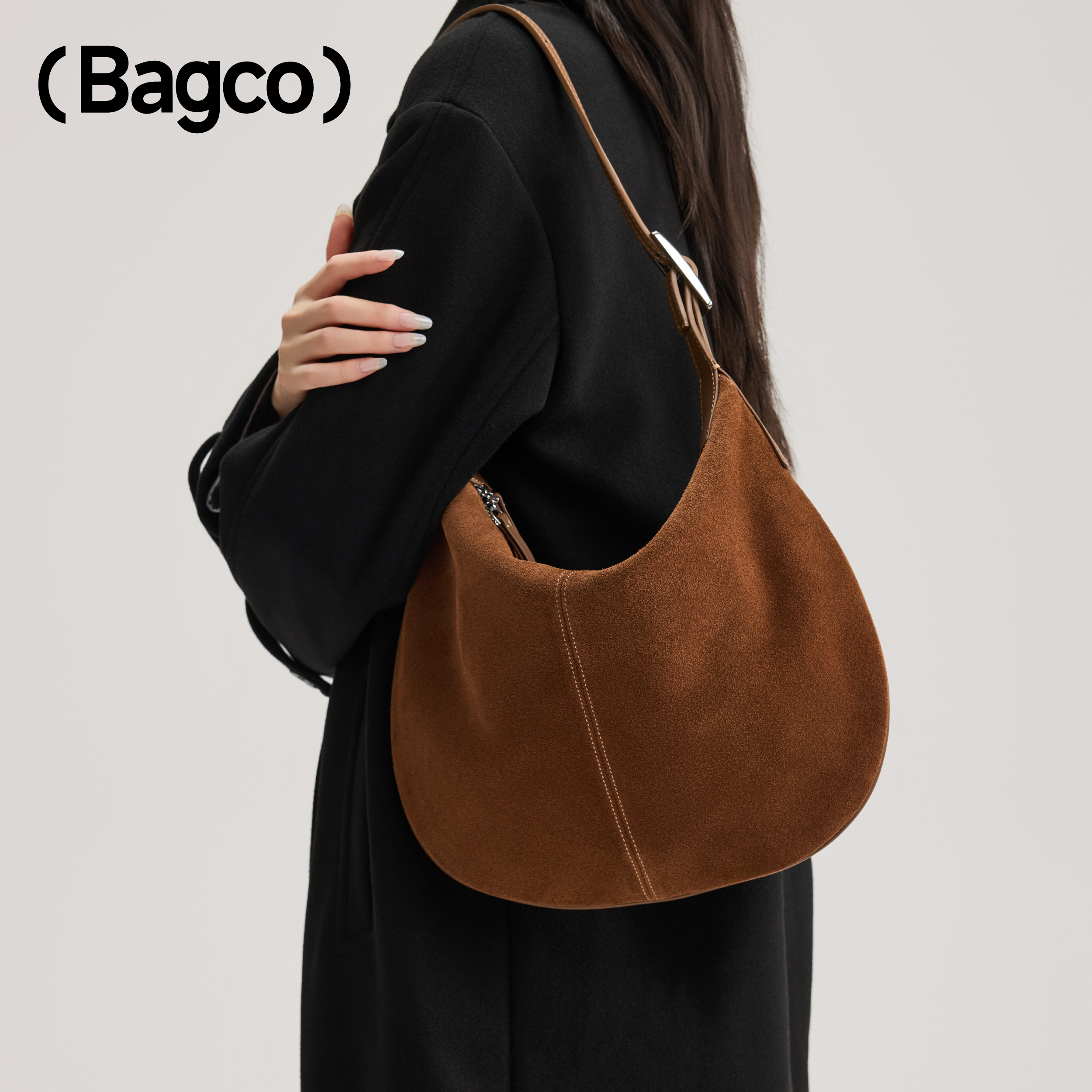 BAGCO头层高丝光磨砂hobo包