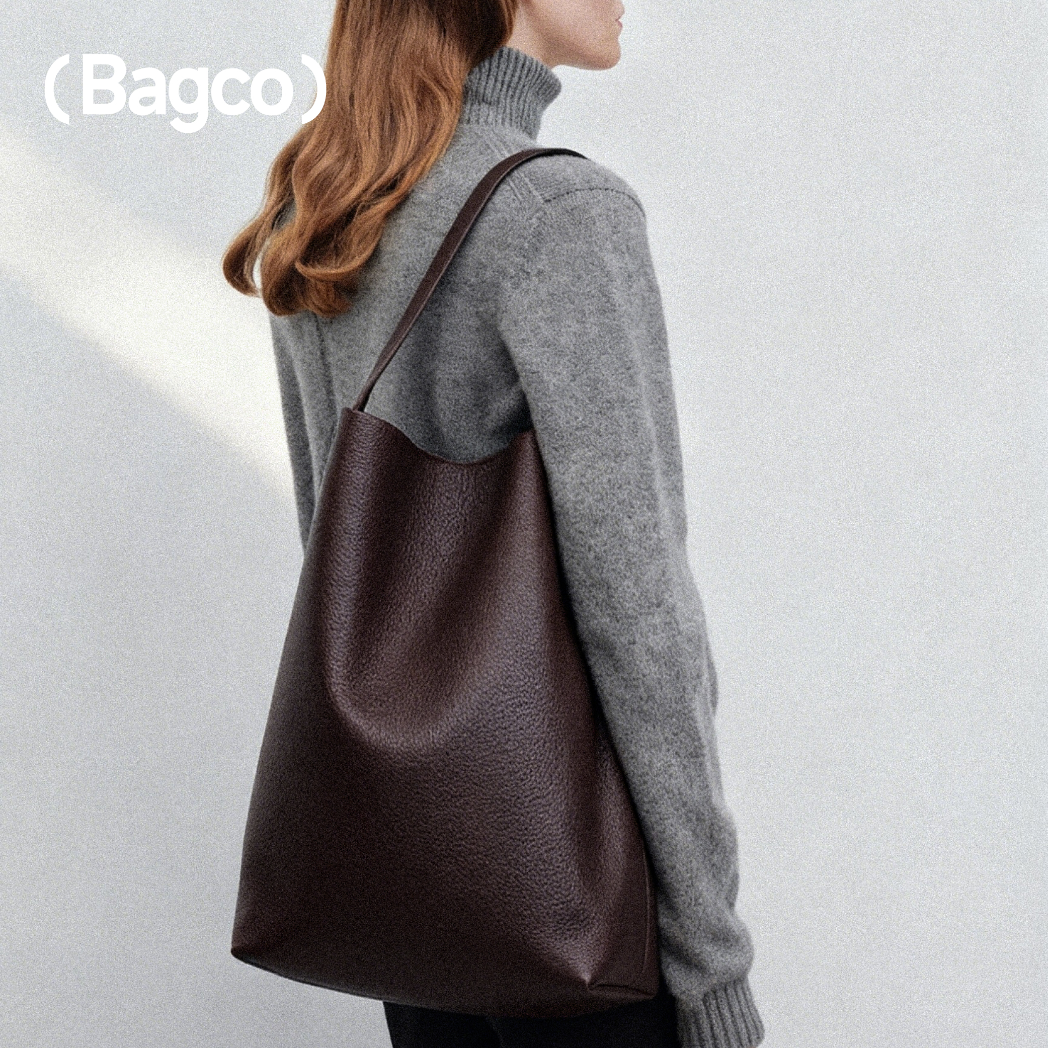 BAGCOT&R风衣水桶包头层小牛皮