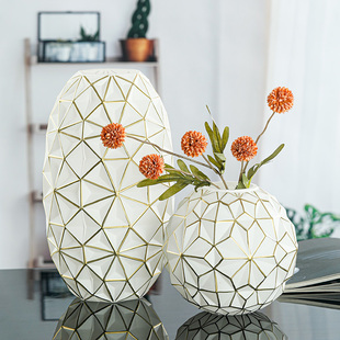 简约创意北欧玻璃芍药花瓶白色花器客厅摆件插花轻奢高颜值高级感