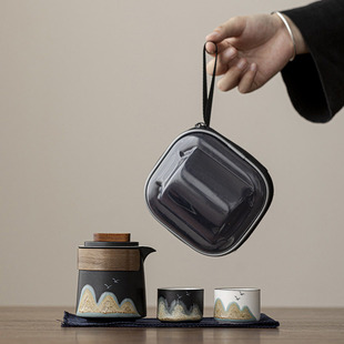 故宫文创远山快客杯一壶两杯旅行茶具套装 泡茶杯伴手礼定制 便携式