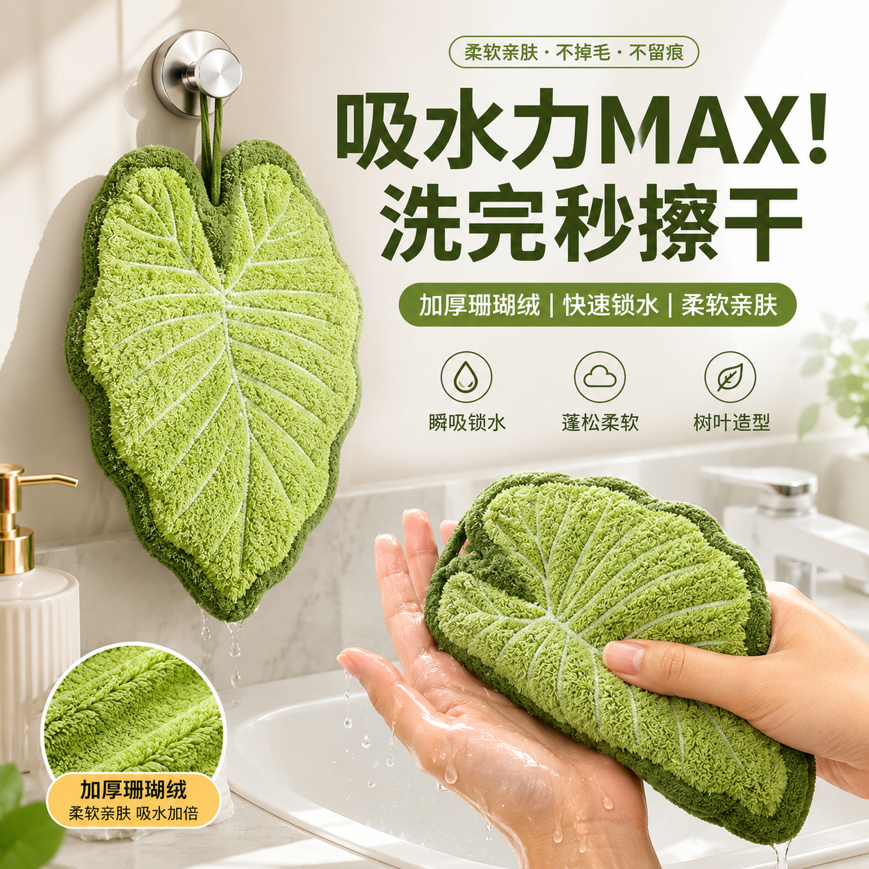 龟背竹擦手巾挂式热植擦手布吸水