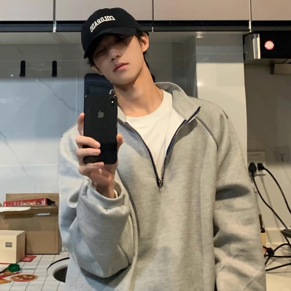 ACHOOO半高领拉链卫衣男女春款复古宽松廓形休闲cleanfit立领外套