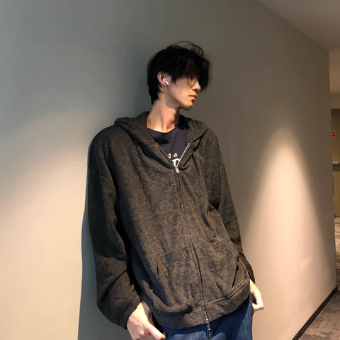 ACHOOO针织开衫连帽卫衣秋季男女老钱毛圈抓绒亲肤针织连帽卫衣