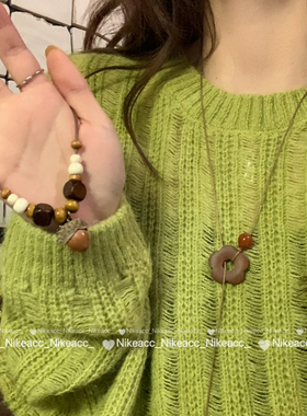 新中式古风长款毛衣链配饰复古民族风橡果吊坠项链女2025新款爆款