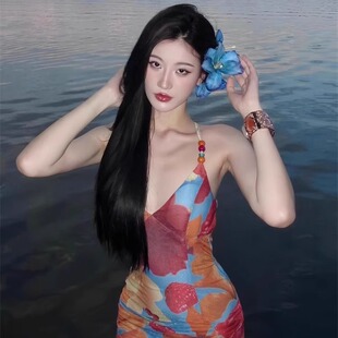 氛围感新中式蓝色百合花抓夹大号超仙唯美高级感头饰立体花朵发饰
