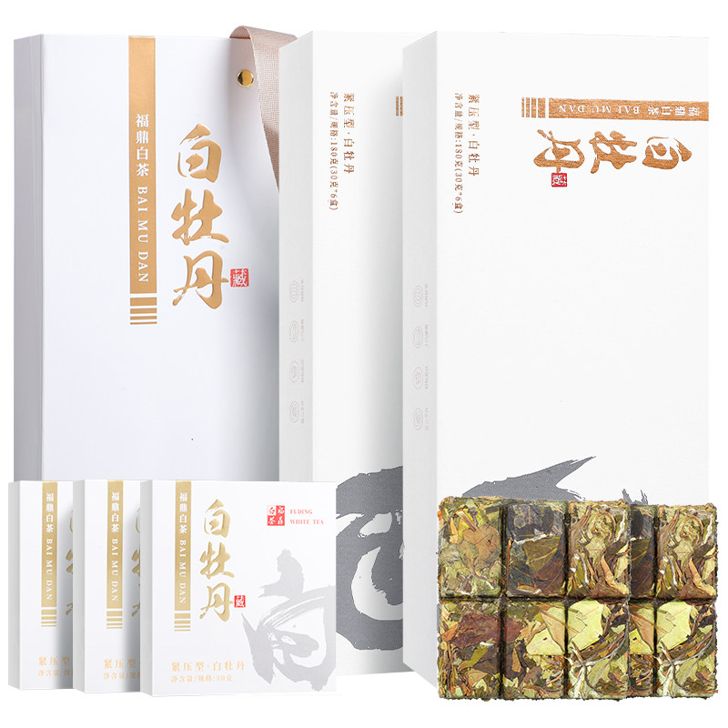 白牡丹烟条装福鼎白茶 花香小方片饼干茶小茶饼老白茶烟条礼盒装