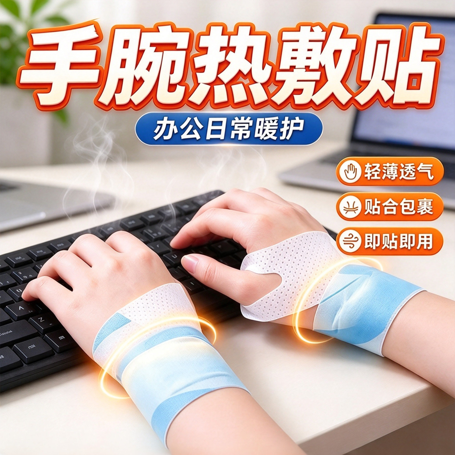 艾灸蒸汽发热护腕贴轻薄透气