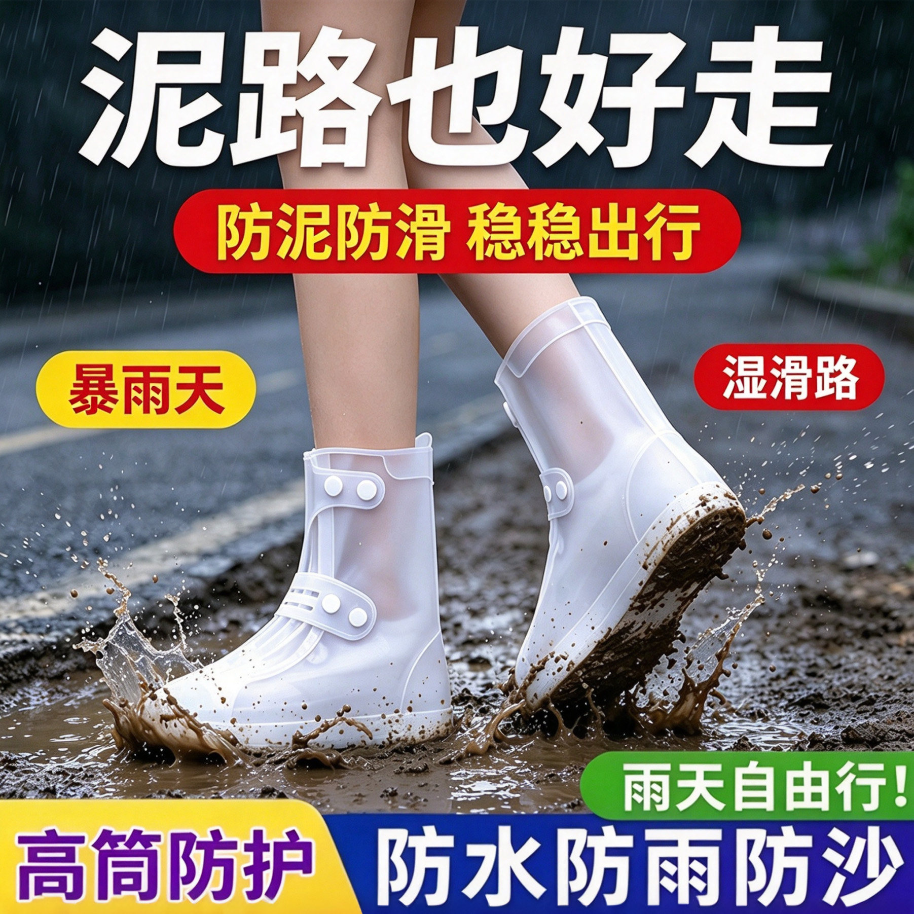 双排扣防水专用男女款赶海通勤专用加厚男女雨鞋特厚防滑耐用雨鞋