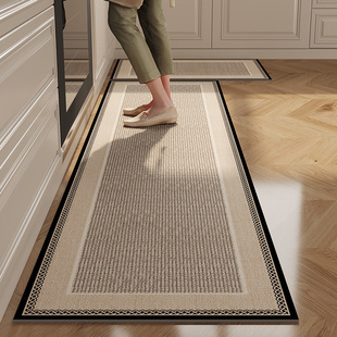 厨房地垫新款 复古高级感硅藻泥吸水长条防滑脚垫家用耐脏门口地毯