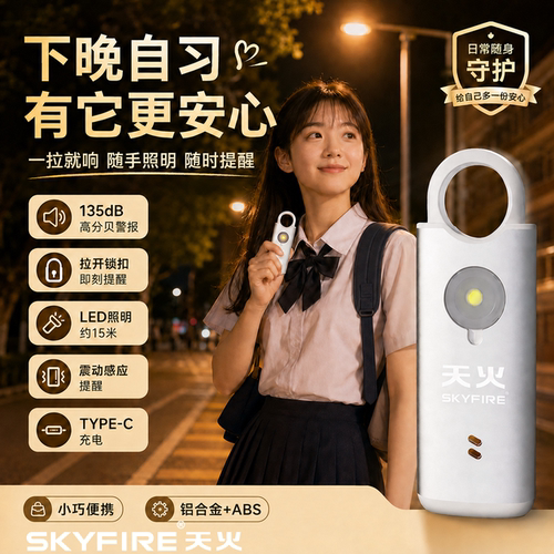 天火随身手电学生便携式防狼神器独居安全防狼防身高分贝报警器