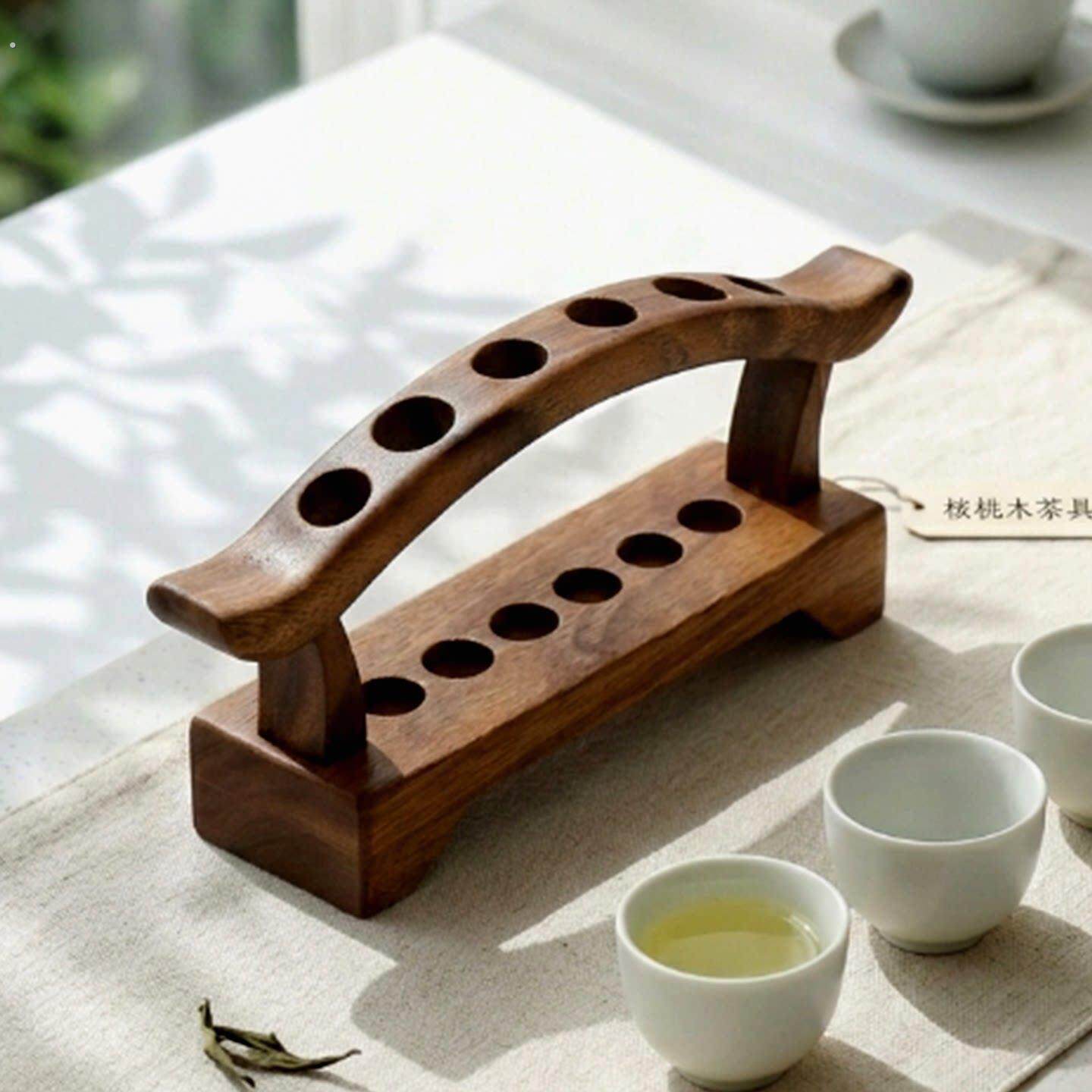 中式胡桃木茶道架桌面收纳展示架茶具托架茶夹座茶具配件