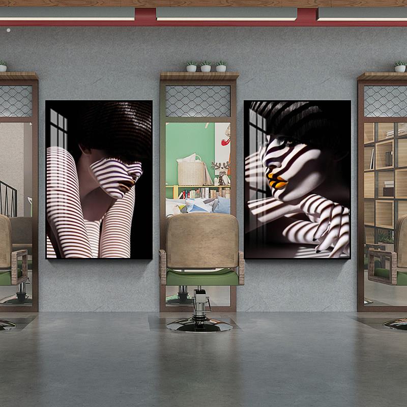定制理发店装饰画发廊美发店挂画装饰品玄关走廊网红发型艺术壁画